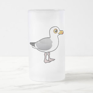 Caneca De Cerveja Vidro Jateado Gaivota de arenques de Birdorable