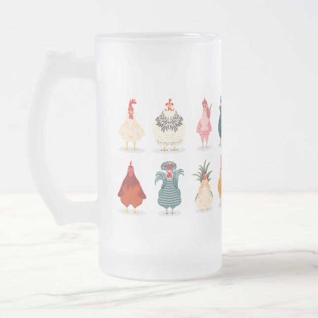 Caneca De Cerveja Vidro Jateado  Galinha (Esquerda)