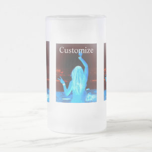 Caneca De Cerveja Vidro Jateado garota da paz hippie