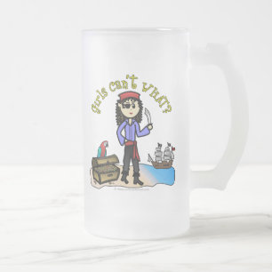Caneca De Cerveja Vidro Jateado Garota Pirata Clara