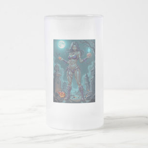 Caneca De Cerveja Vidro Jateado Garota Zumbi Oferece Guloseimas ou Miolos de Hallo