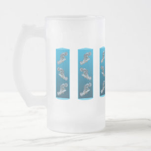 Caneca De Cerveja Vidro Jateado Garroupa Jovem - Design com fundo azul gradiente
