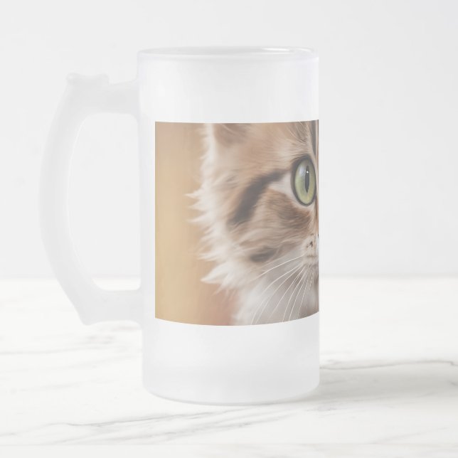 Caneca De Cerveja Vidro Jateado Gatinho Gato (Esquerda)