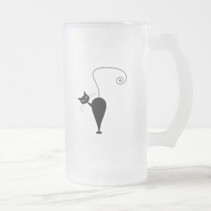 Caneca De Cerveja Vidro Jateado Gatinho irrisório preto 5