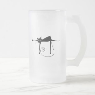 Caneca De Cerveja Vidro Jateado Gatinho irrisório preto 8