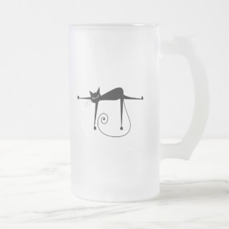 Caneca De Cerveja Vidro Jateado Gatinho irrisório preto 8