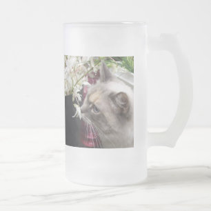 Caneca De Cerveja Vidro Jateado Gato