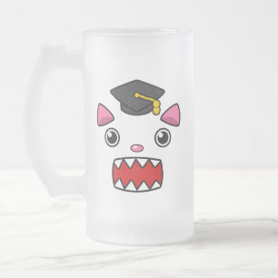 Caneca De Cerveja Vidro Jateado Gato de Graduação Animado