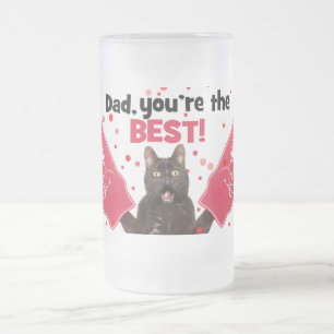 Caneca De Cerveja Vidro Jateado Gato de Pai Feliz com Dedos de Espuma Humo