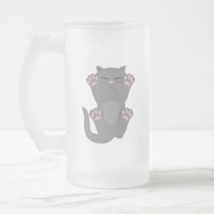 Caneca De Cerveja Vidro Jateado gato dormindo