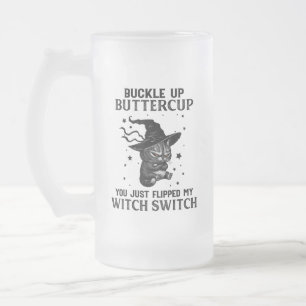 Caneca De Cerveja Vidro Jateado Gato Foguete Acima Dia de as Bruxas engraçado Mant