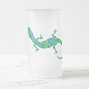Caneca De Cerveja Vidro Jateado Gecko Verde