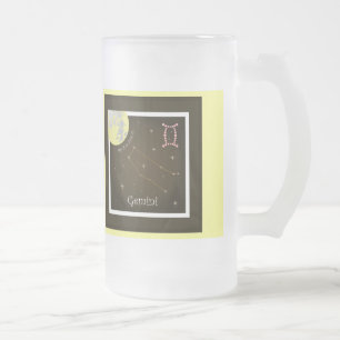 Caneca De Cerveja Vidro Jateado Gemini May 21 to June de 21 taça