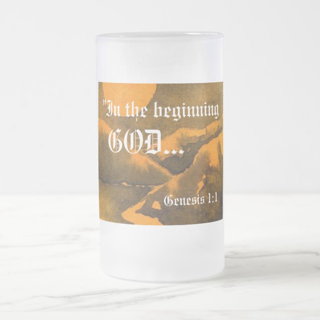 Caneca De Cerveja Vidro Jateado Gênesis 1:1 Mug (Centro)