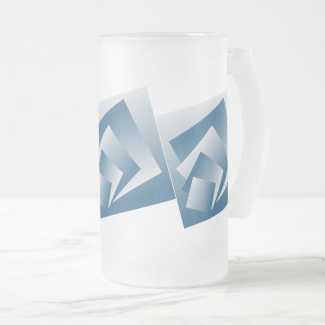 Caneca De Cerveja Vidro Jateado Geometria azul-teal (Frente Esquerda)