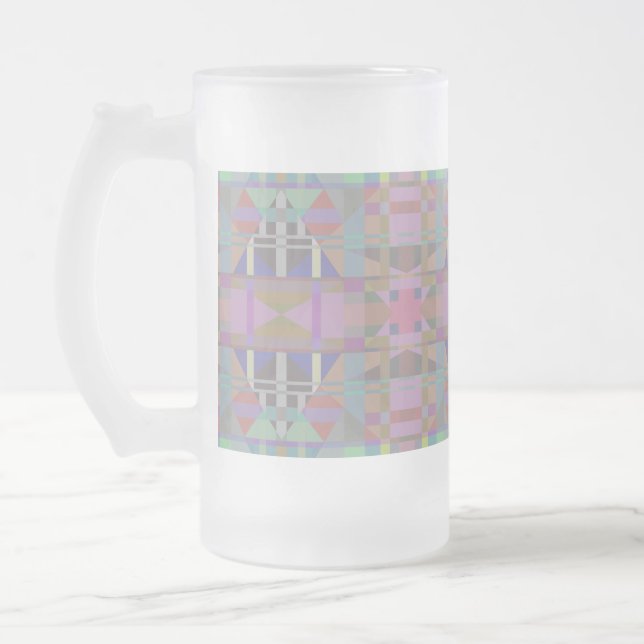 Caneca De Cerveja Vidro Jateado Geométrico Cor-de-Rosa Verde (Esquerda)