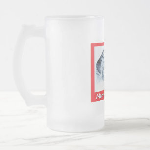 Caneca De Cerveja Vidro Jateado German shepherd de Natal e Papai Noel