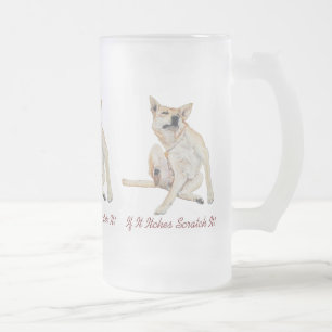 Caneca De Cerveja Vidro Jateado german shepherd mistura cachorro arranhando slogan