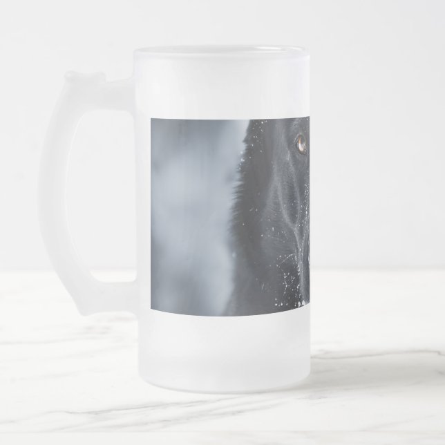 Caneca De Cerveja Vidro Jateado German shepherd Preto (Esquerda)