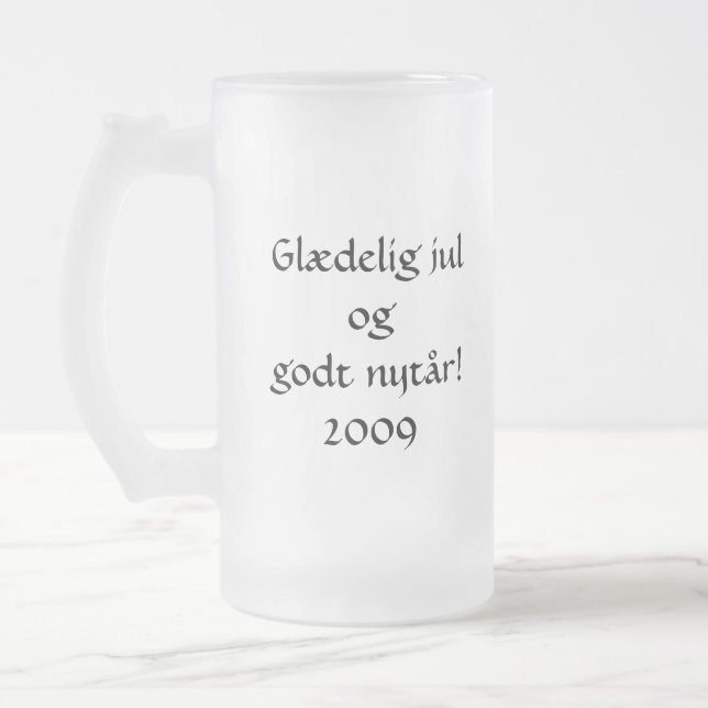 Caneca De Cerveja Vidro Jateado Glæ delig Jul og Godt Nytår! (Esquerda)