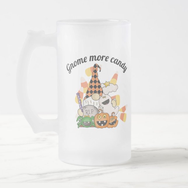 Caneca De Cerveja Vidro Jateado Gnome Aqui para os Boos (Esquerda)