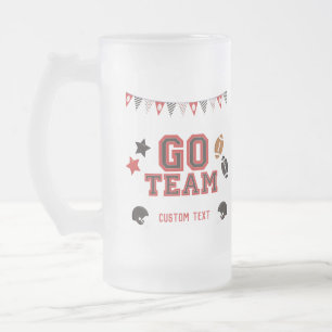 Caneca De Cerveja Vidro Jateado Go Team Futebol Fan Red and Black FesSports