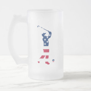 Caneca De Cerveja Vidro Jateado Golfe americano na América do golfe