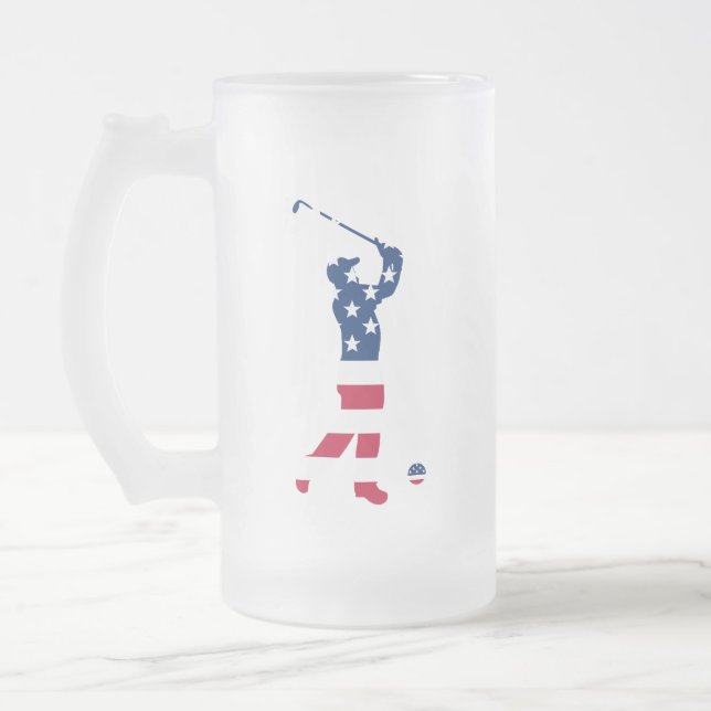 Caneca De Cerveja Vidro Jateado Golfe americano na América do golfe (Esquerda)