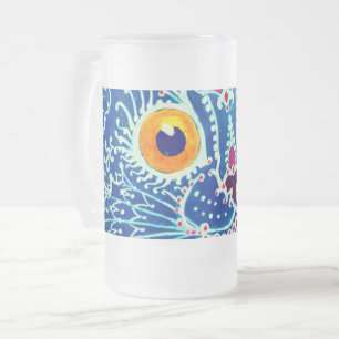Caneca De Cerveja Vidro Jateado Gótico Azul