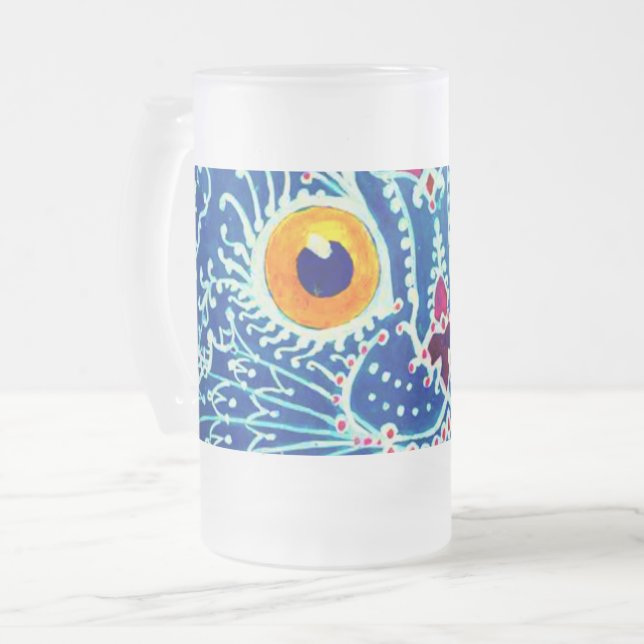 Caneca De Cerveja Vidro Jateado Gótico Azul (Frente Esquerda)