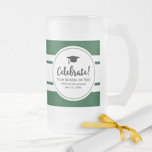 Caneca De Cerveja Vidro Jateado Graduação esportiva - Greve Verde Colegial Moder