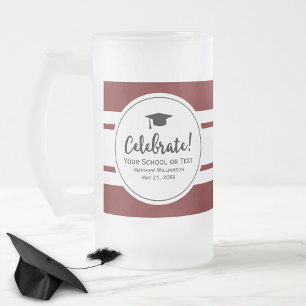 Caneca De Cerveja Vidro Jateado Graduação esportiva Trisa Colegial Vermelha Modern