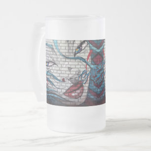 Caneca De Cerveja Vidro Jateado Graffiti de Menina Asiática 