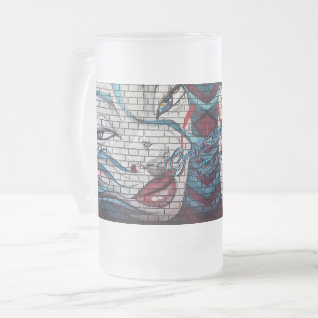 Caneca De Cerveja Vidro Jateado Graffiti de Menina Asiática  (Frente Esquerda)