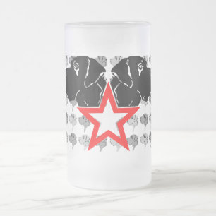 Caneca De Cerveja Vidro Jateado Grande Dane estrela cabeça