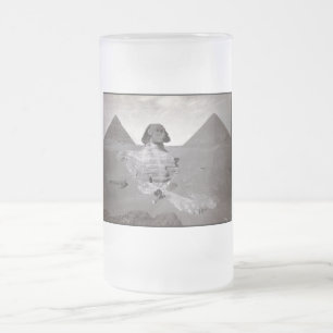 Caneca De Cerveja Vidro Jateado Grande Esfinge & Necrópole das Pirâmides de Gizé E