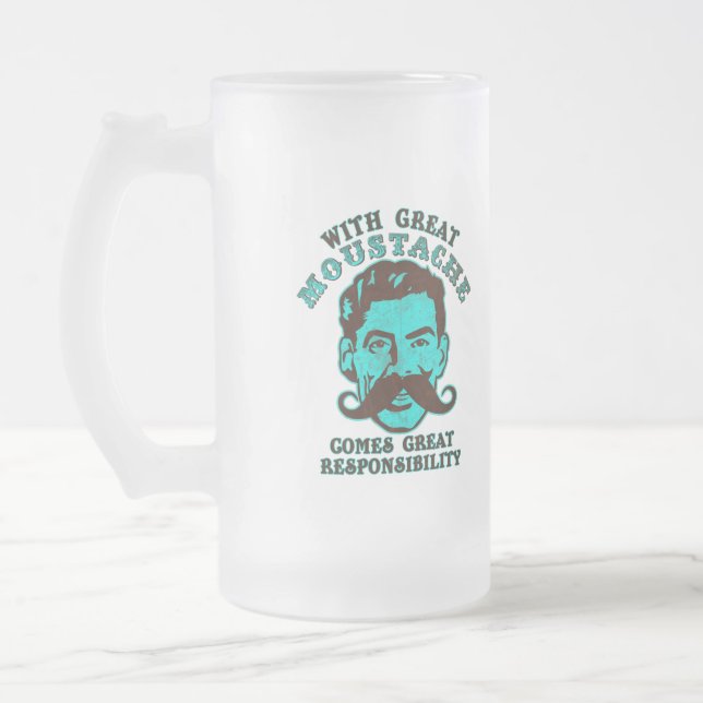 Caneca De Cerveja Vidro Jateado Grande Moustache (Esquerda)