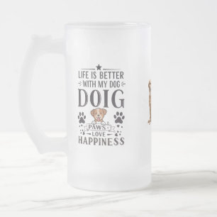 Caneca De Cerveja Vidro Jateado Grandes patas, Grande Fosco de felicidade