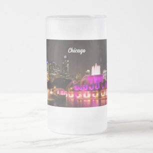 Caneca De Cerveja Vidro Jateado Grant Park Chicago Fosco Mug
