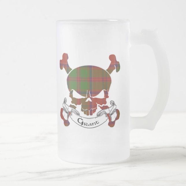 Caneca De Cerveja Vidro Jateado Grant Tartan Skull Mug (Direita)