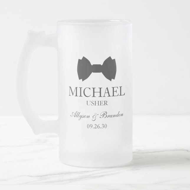 Caneca De Cerveja Vidro Jateado Gravata Borboleta Preta do Usher (Esquerda)