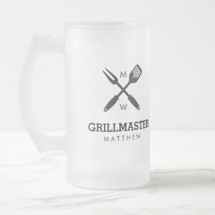 Caneca De Cerveja Vidro Jateado Grillmaster Beer Mug Personalizado