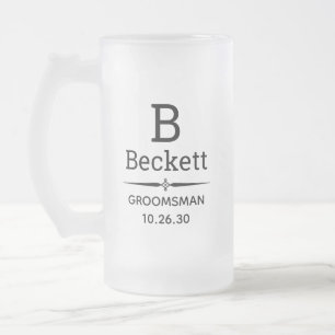 Caneca De Cerveja Vidro Jateado Groomsman Monogrammed