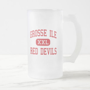 Caneca De Cerveja Vidro Jateado Grosse Ile - diabos vermelhos - meio - Grosse Ile