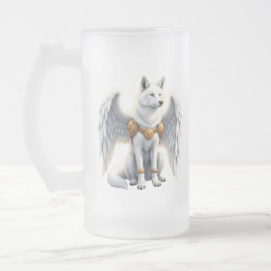 Caneca De Cerveja Vidro Jateado Guardião da Aurora – O Lobo de Asa Branca. 