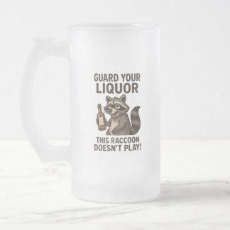 Caneca De Cerveja Vidro Jateado Guaxinim Bêbado