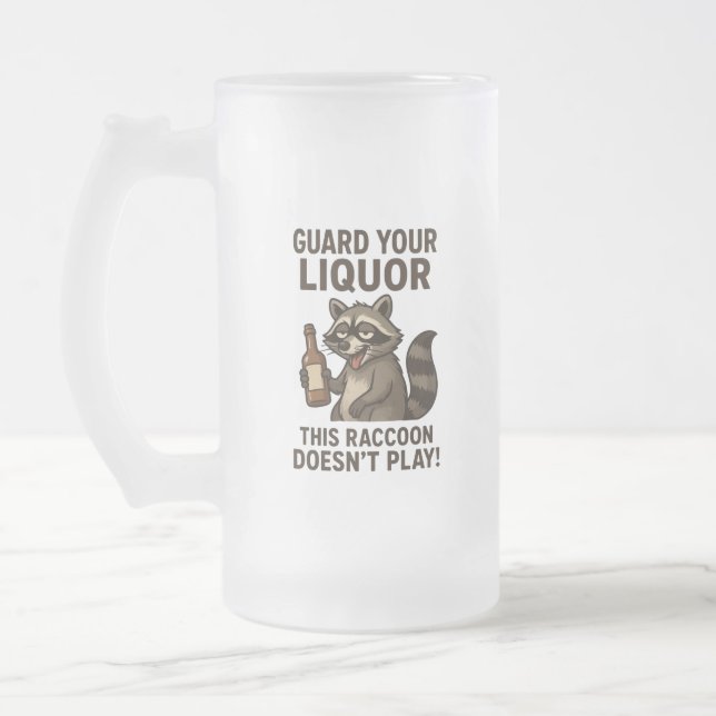 Caneca De Cerveja Vidro Jateado Guaxinim Bêbado (Esquerda)