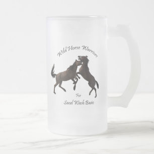 Caneca De Cerveja Vidro Jateado Guerreiros do cavalo selvagem para a bacia de
