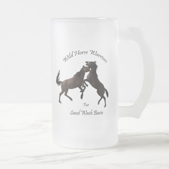Caneca De Cerveja Vidro Jateado Guerreiros do cavalo selvagem para a bacia de (Direita)