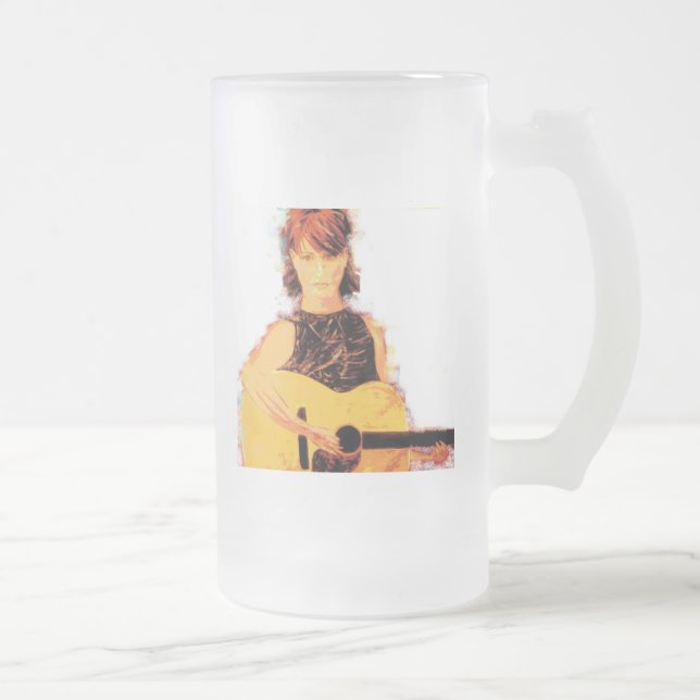 Caneca De Cerveja Vidro Jateado guitarra tocando (Direita)